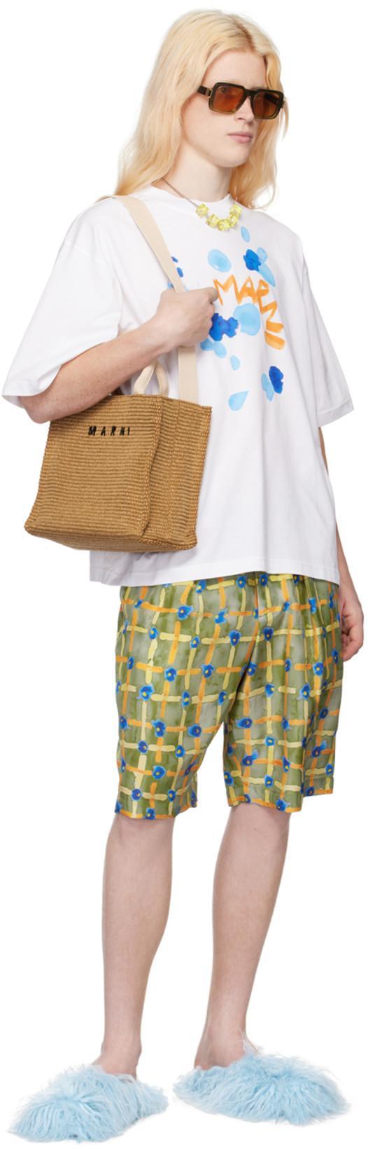 MARNI Silk Saraband Shorts With Elastic Waistband In Green