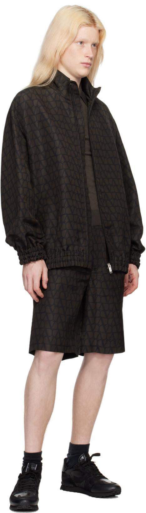 VALENTINO Garavani Black Swim Shorts In Toile Iconographe Man In Multicolor