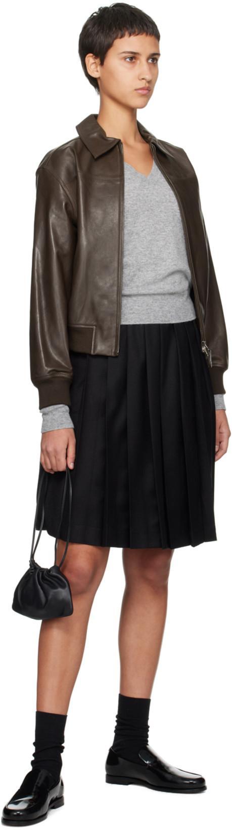 KHAITE Black Alessio Brushed Calf Leather Loafers