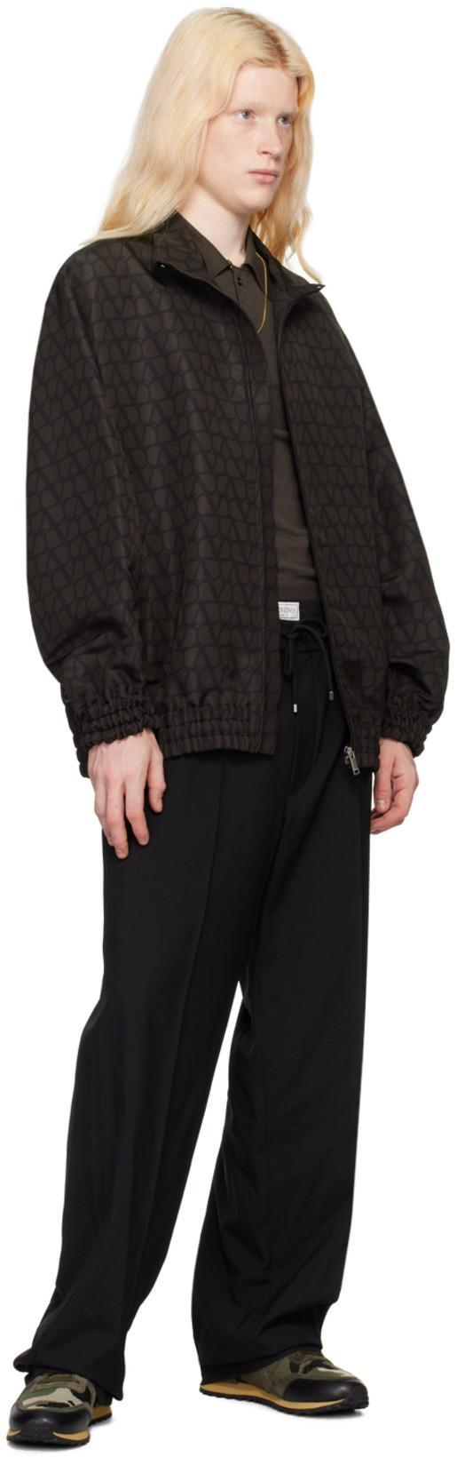 VALENTINO Garavani Black Swim Shorts In Toile Iconographe Man In Multicolor