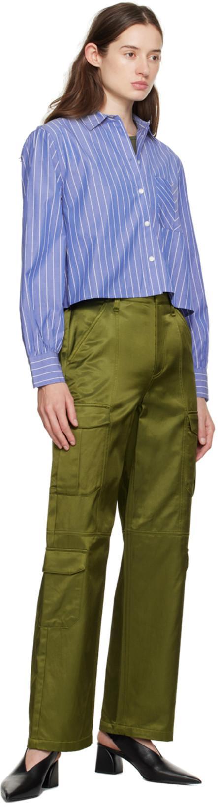 RAG & BONE Maxine Stripe Crop Shirt In Blue Stripe