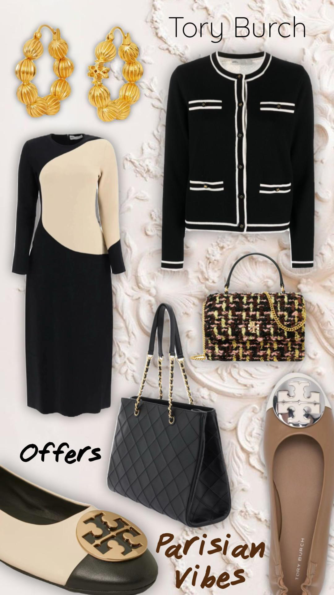 TORY BURCH Mini Kira Tweed Wool Blend Top Handle Wallet On A Chain In Neutral