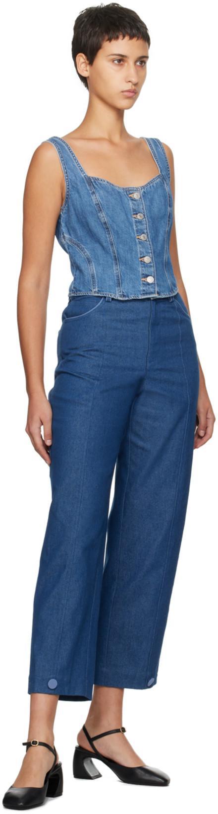 LEVI'S Braided Dark Wash Denim Vest Top In Big Yikes