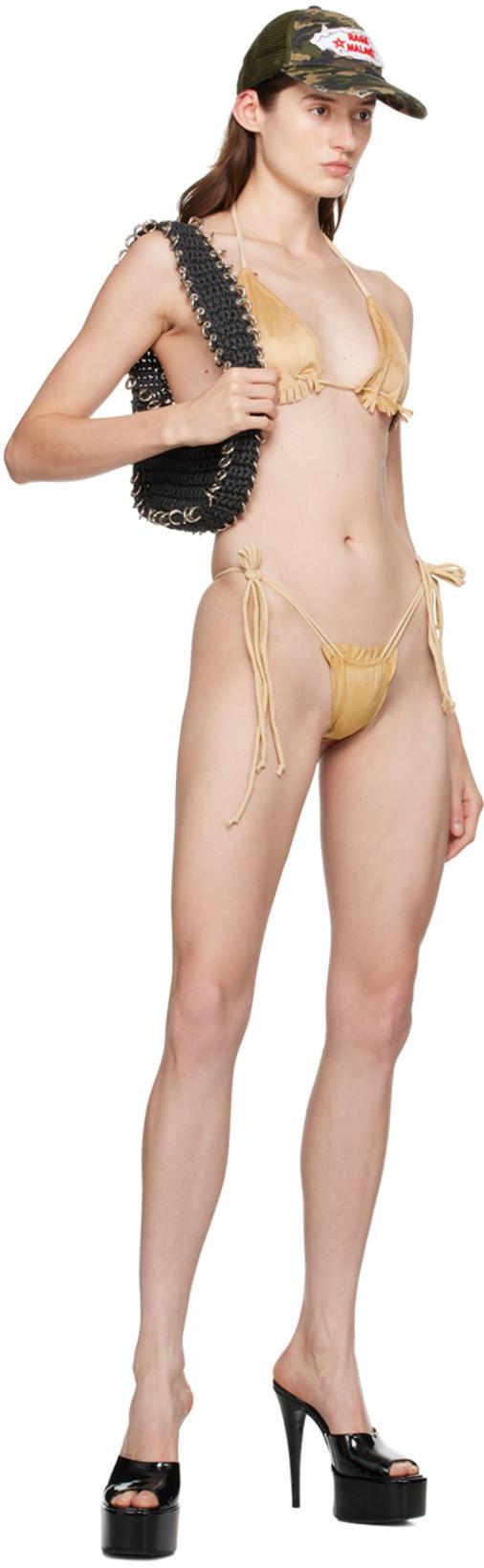 RAGA MALAK Tan Bebe Faux-suede Bikini