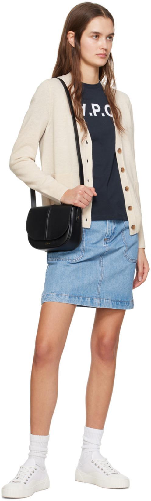 APC A.p.c. Structured Cowhide Leather Shoulder Bag In Black