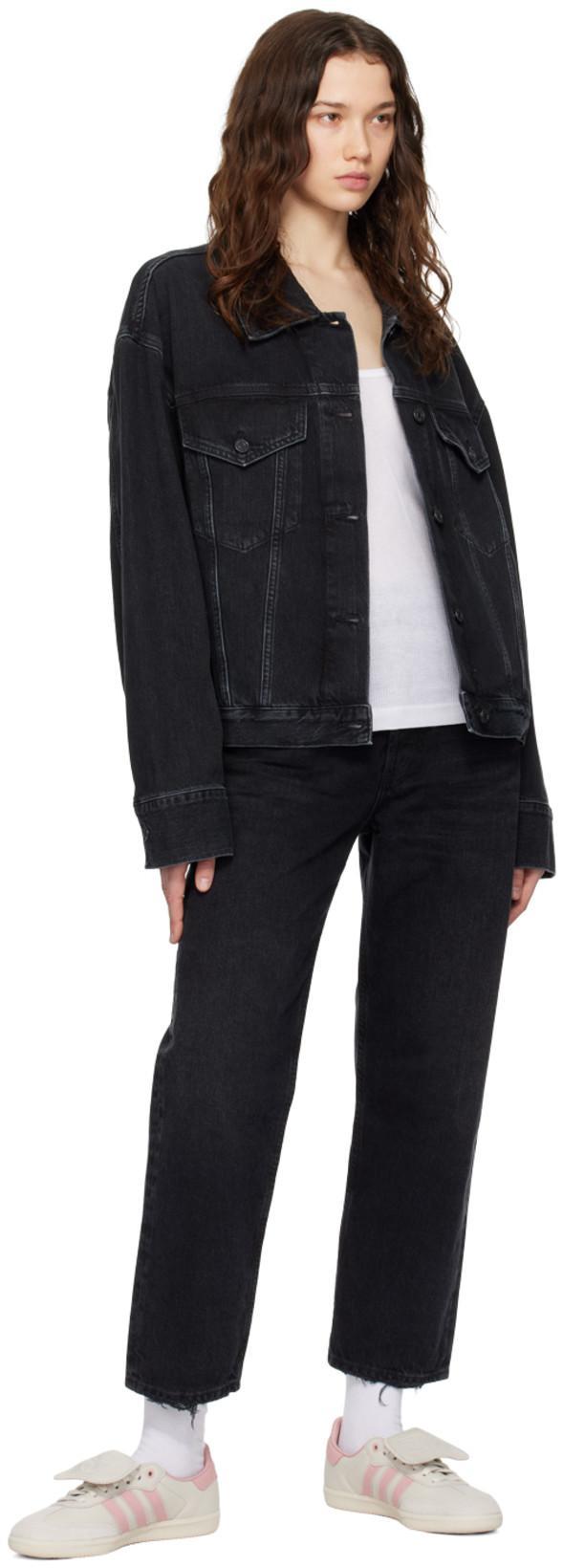 AGOLDE Charli Classic Denim Trucket Jacket In Jagged Damage Black