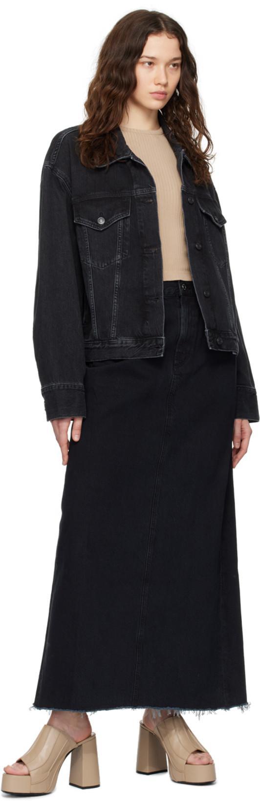 AGOLDE Charli Classic Denim Trucket Jacket In Jagged Damage Black