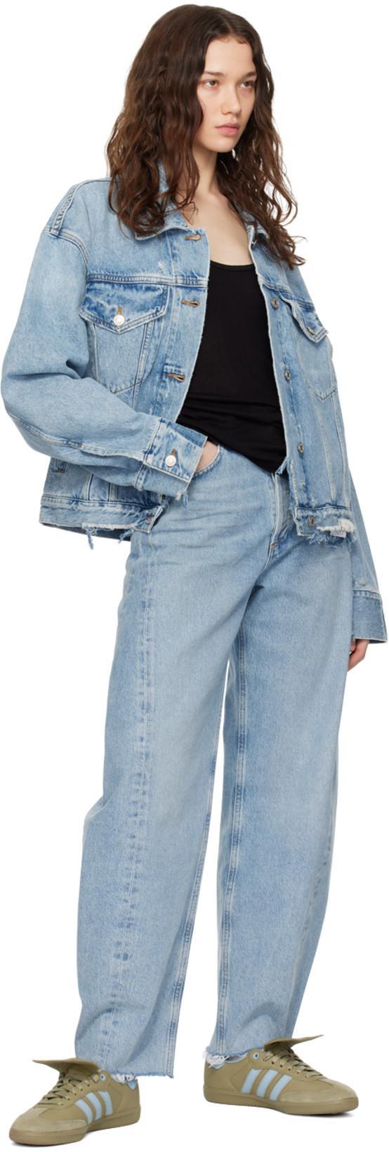 AGOLDE Blue Jeans With Wide Leg And Logo Patch On The Rear In Multicolor