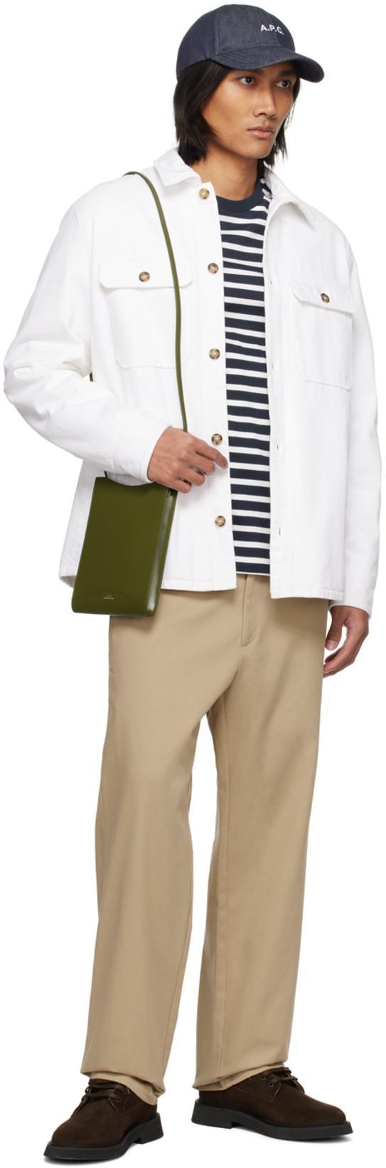 APC A.p.c. Men Blue T-shirt With Striped Motif And Logo Embroidered On The Front In Cotton Man In White