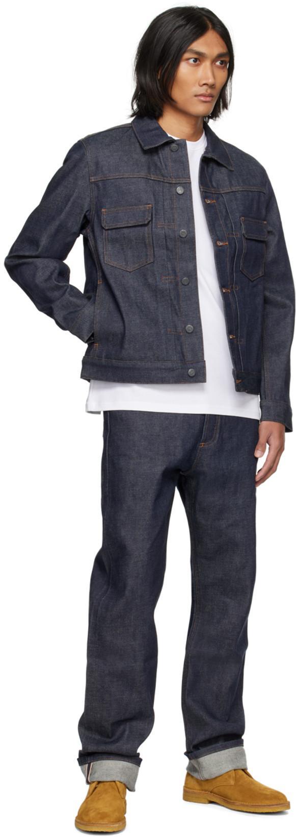 APC A.p.c. Classic Indigo Denim Jacket With Structured Silhouette In Blue