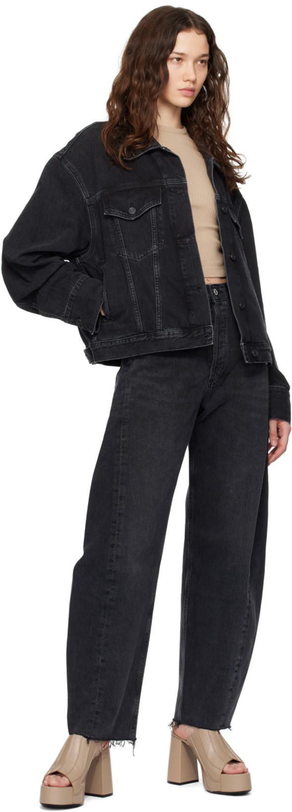 AGOLDE Charli Classic Denim Trucket Jacket In Jagged Damage Black