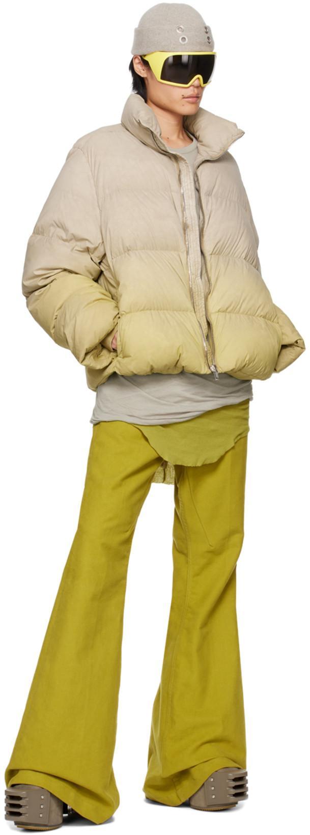 RICK OWENS Moncler +  Taupe & Green Cyclopic Down Jacket In 28d Acid Degrade