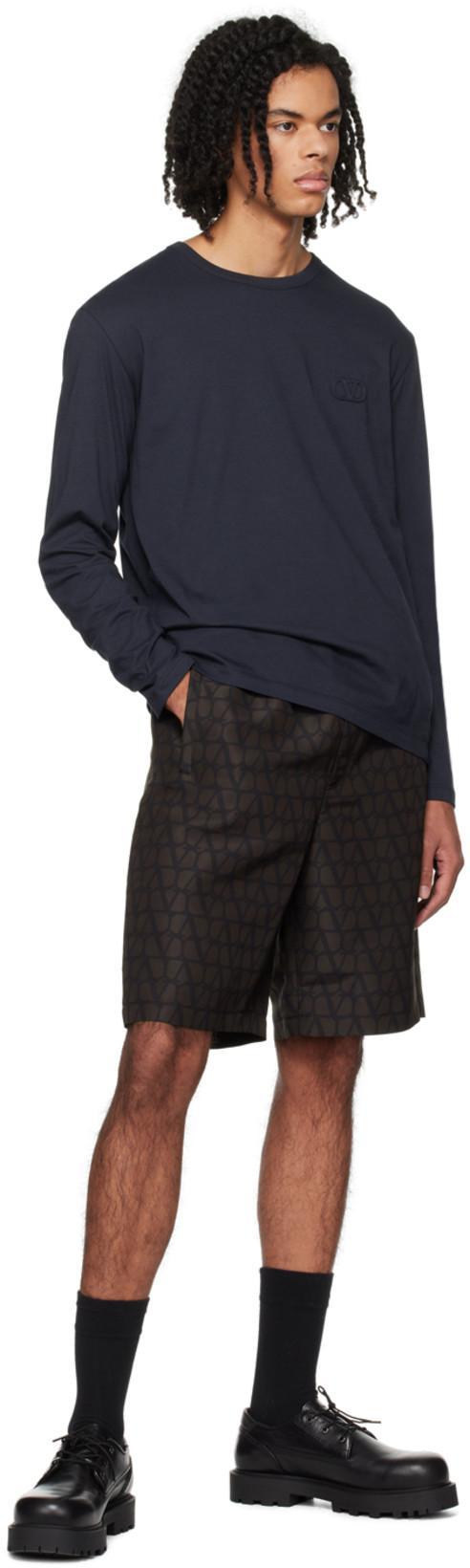 VALENTINO Garavani Black Swim Shorts In Toile Iconographe Man In Multicolor