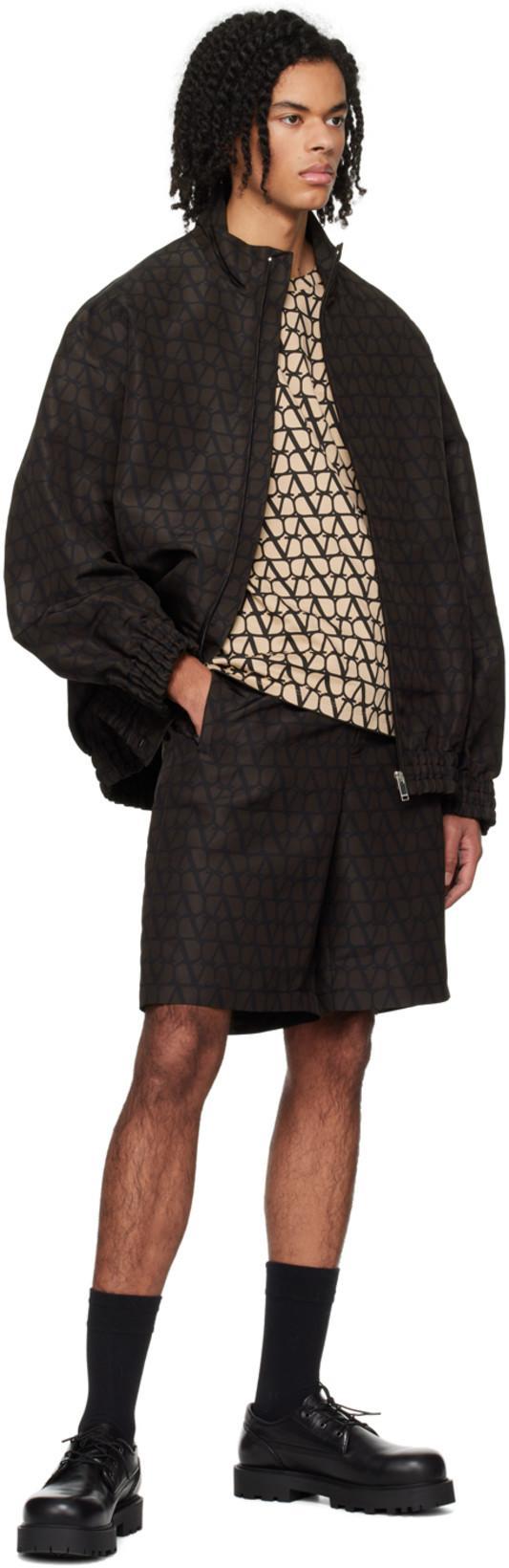 VALENTINO Garavani Black Swim Shorts In Toile Iconographe Man In Multicolor