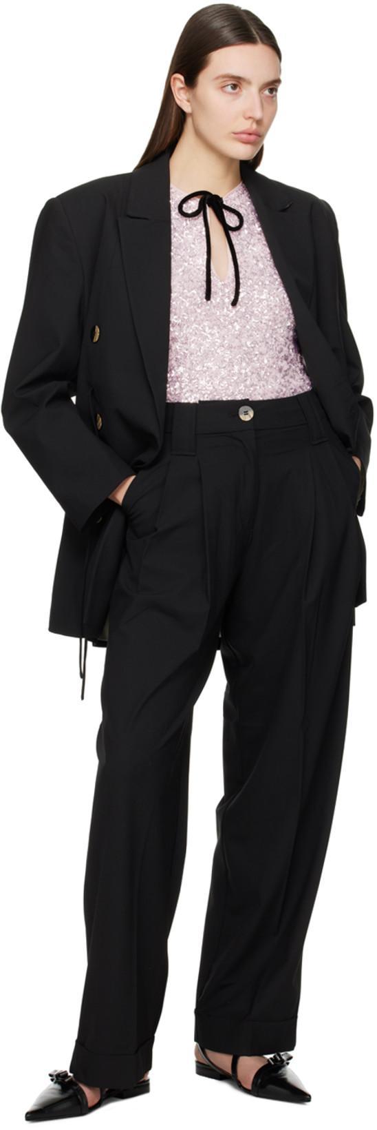 GANNI V-neck 3d Sequin Top In Pink