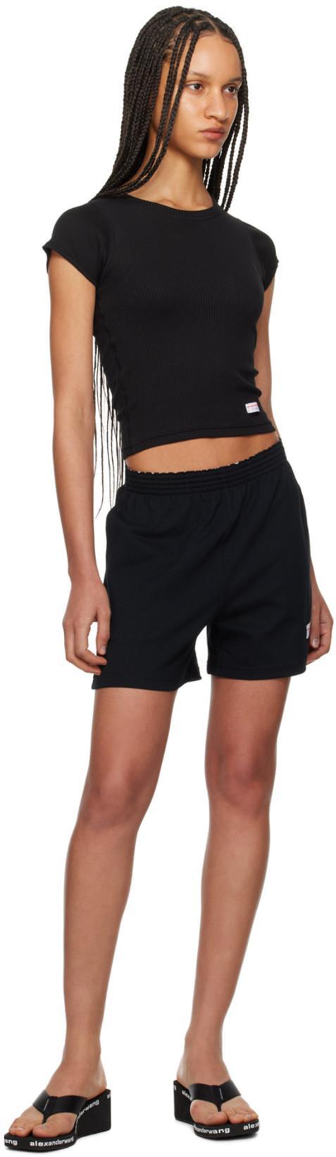 ALEXANDER WANG Square Toe Logo Midsole Wedged Flip Flops In Black