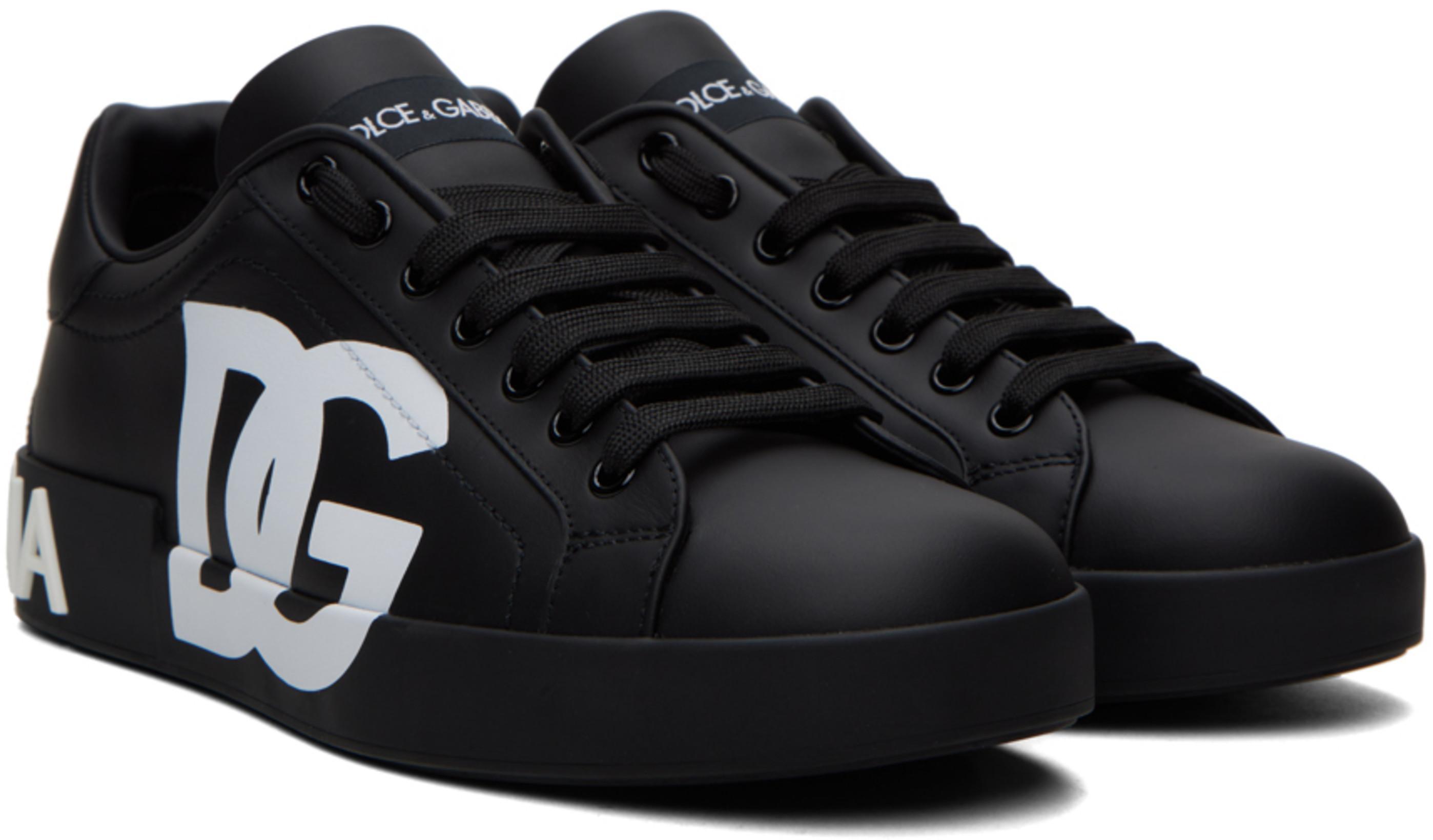 DOLCE & GABBANA Portofino White And Black Leather Sneakers