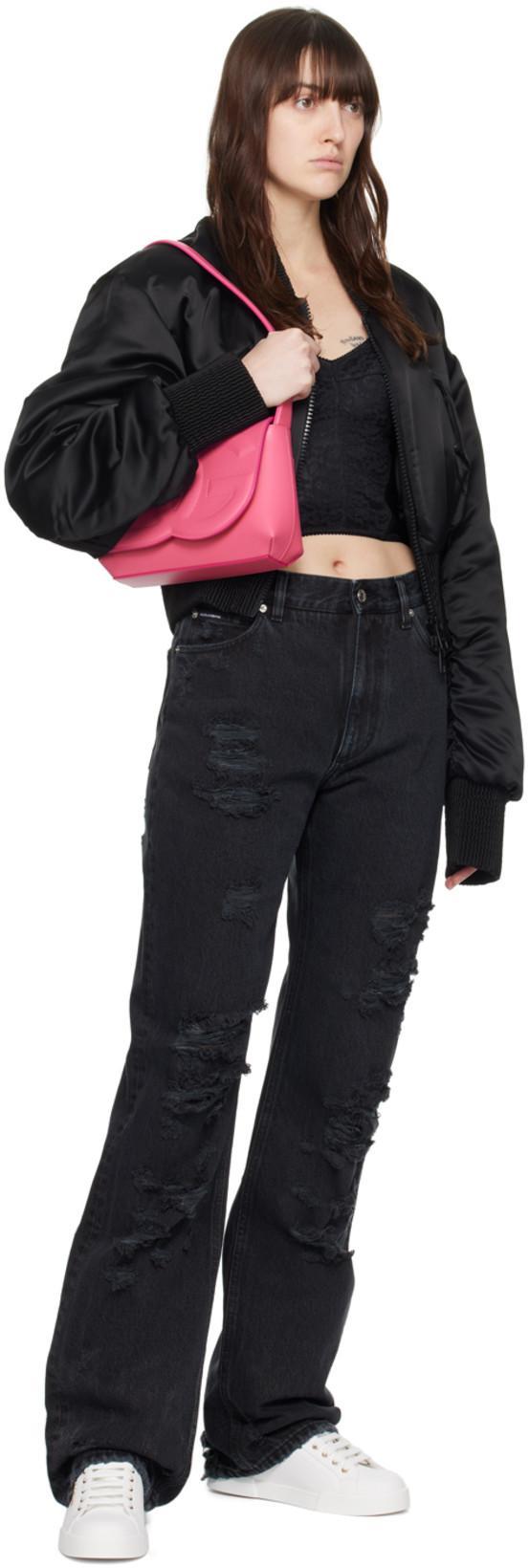 DOLCE & GABBANA Women Short Duchesse Bomber Jacket In Black