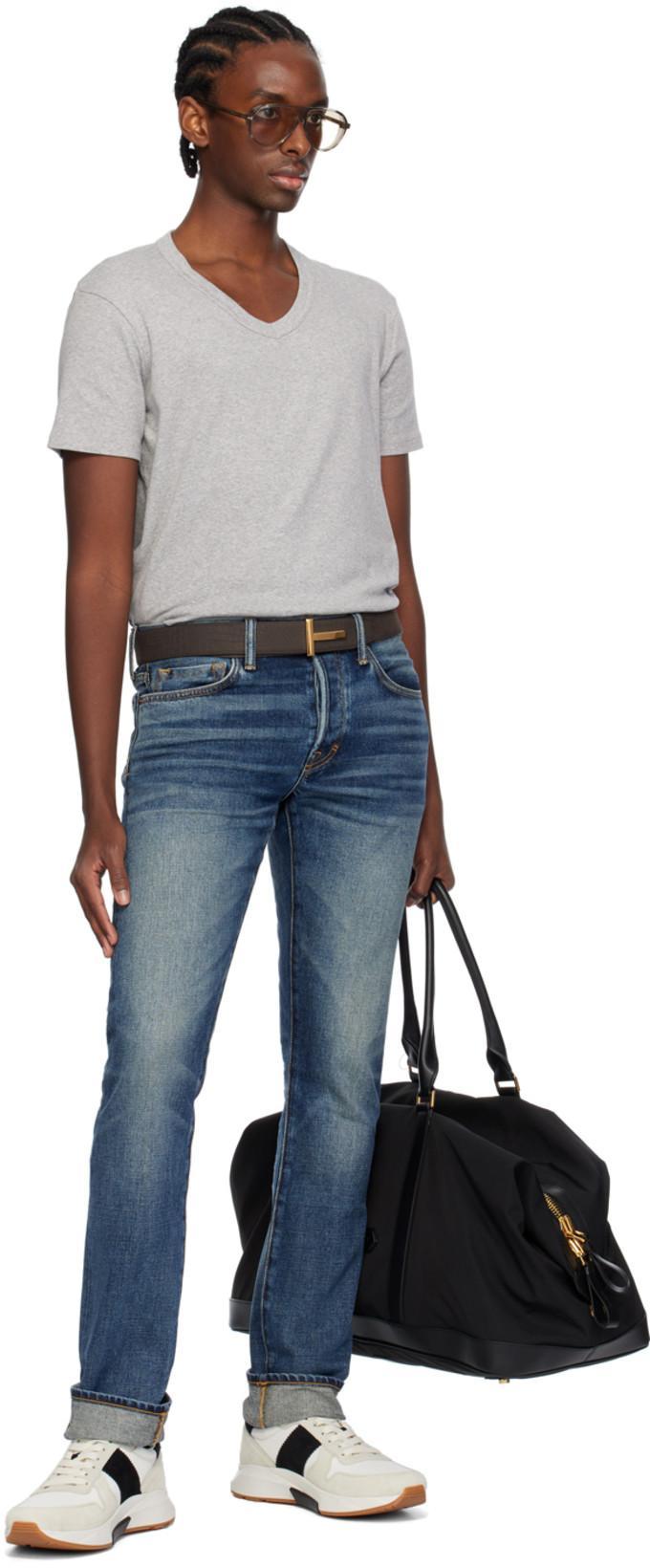 TOM FORD Suede & Tech Low Top Sneakers In White