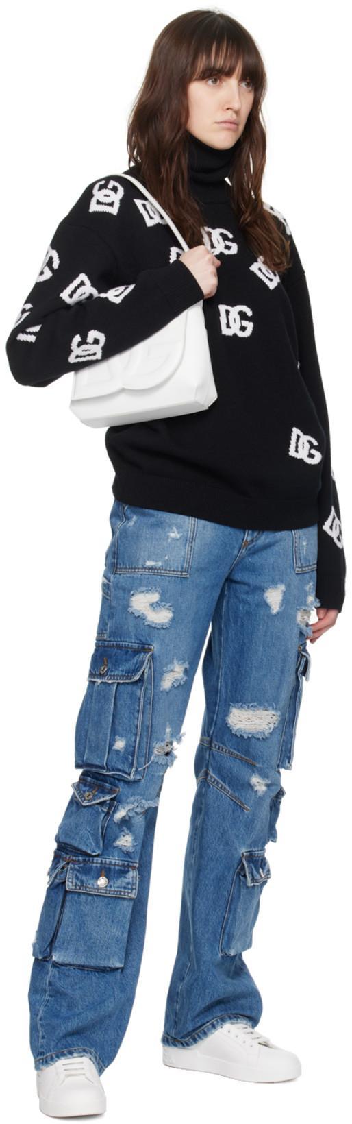 DOLCE & GABBANA Portofino Low-top Leather Sneakers With Lateral Monogram In Neutral