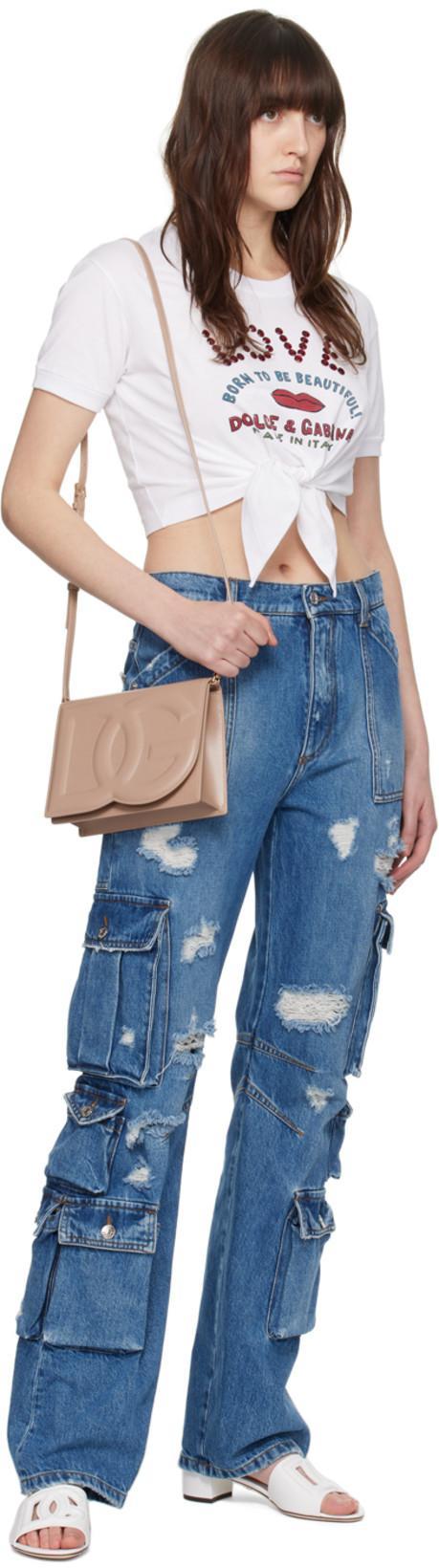 DOLCE & GABBANA White Mules With Low Heel And Dg Millennials Detail In Smooth Leather