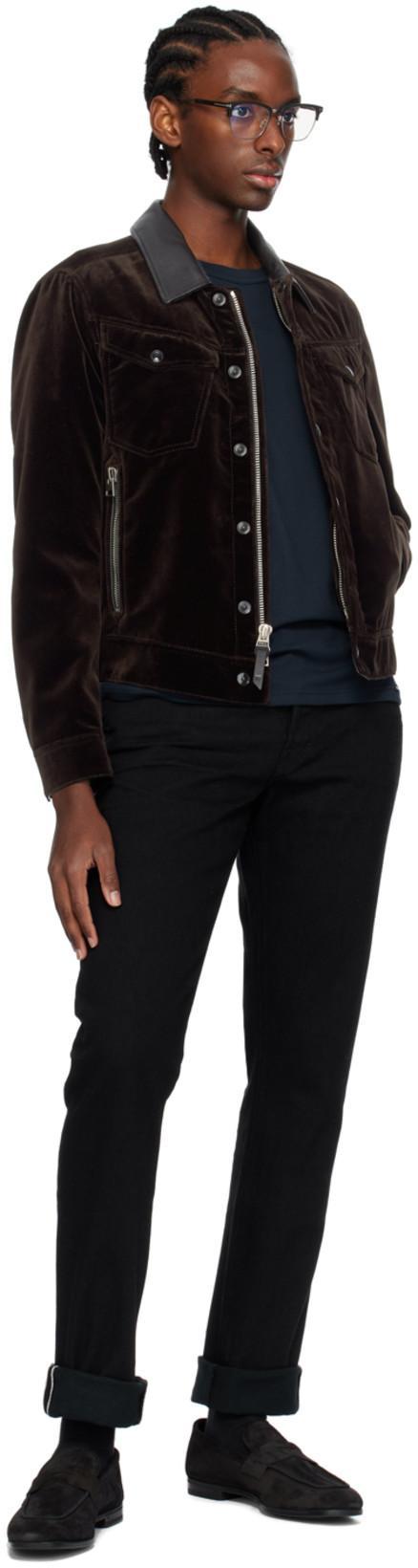 TOM FORD Navy Cotton Stretch Jersey T-shirt In Blue