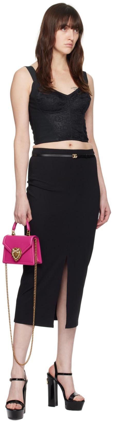 DOLCE & GABBANA Women Devotion Small Leather Handbag In Black