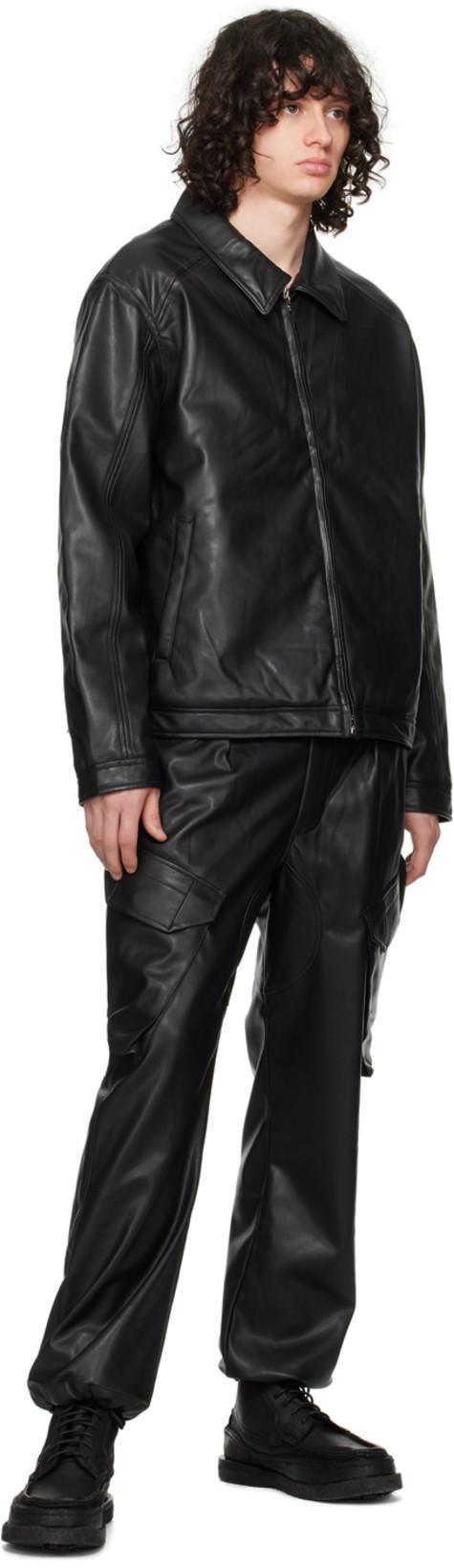 SOPHNET Black Sustainable Faux-leather Cargo Pants