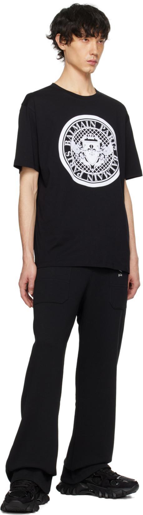 BALMAIN Noir Blanc Cotton T-shirts And Polos In Black