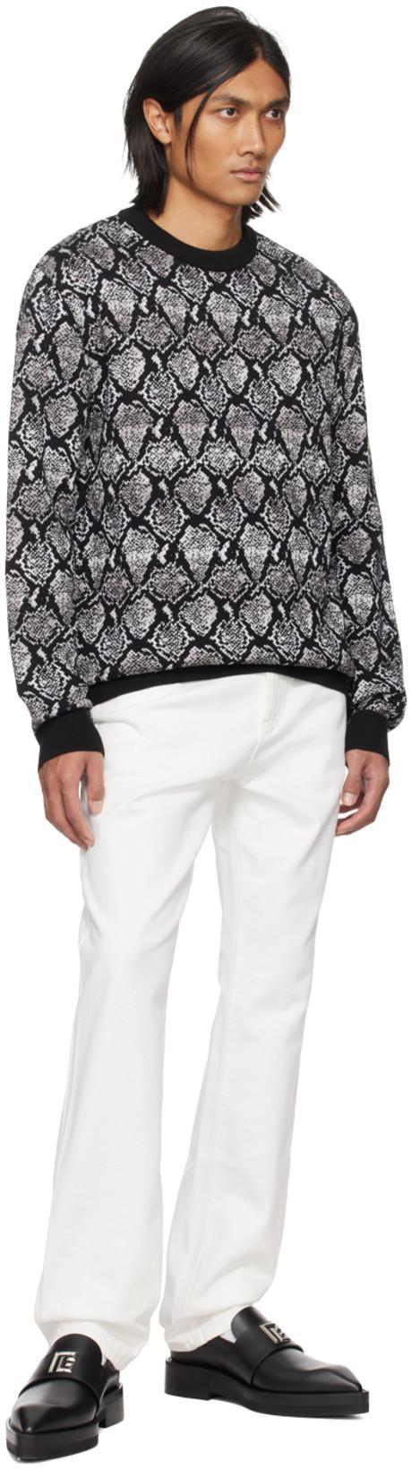 BALMAIN Embroidered-logo Straight Jeans In White