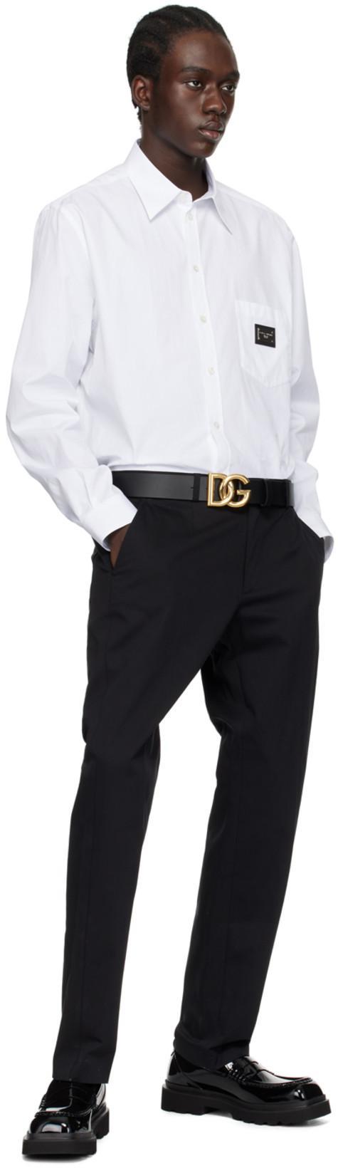 DOLCE & GABBANA Dolce&gabbana Black Belt With Rutenium Dg Plaque