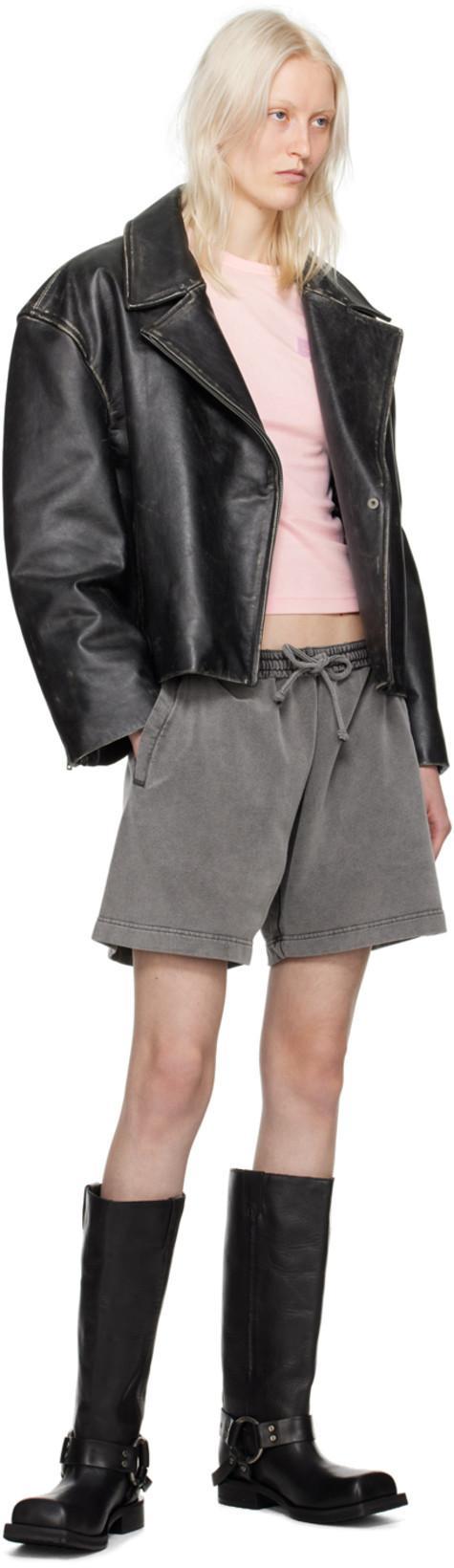 ACNE STUDIOS Women Black Biker Jacket In Vintage Looking Leather Woman