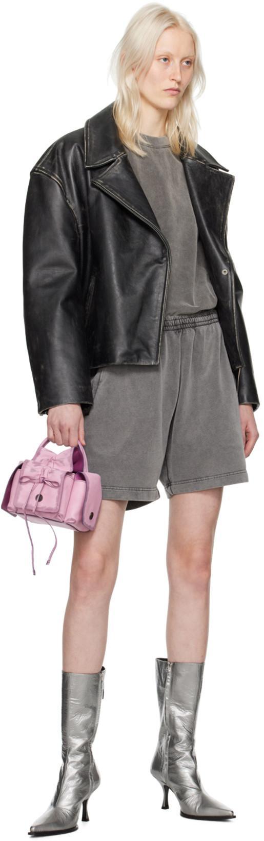 ACNE STUDIOS Women Black Biker Jacket In Vintage Looking Leather Woman