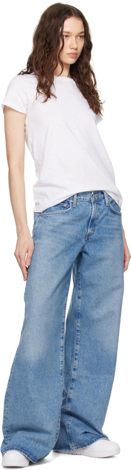 AGOLDE Light Blue Straight Boyfriend Jeans In Denim