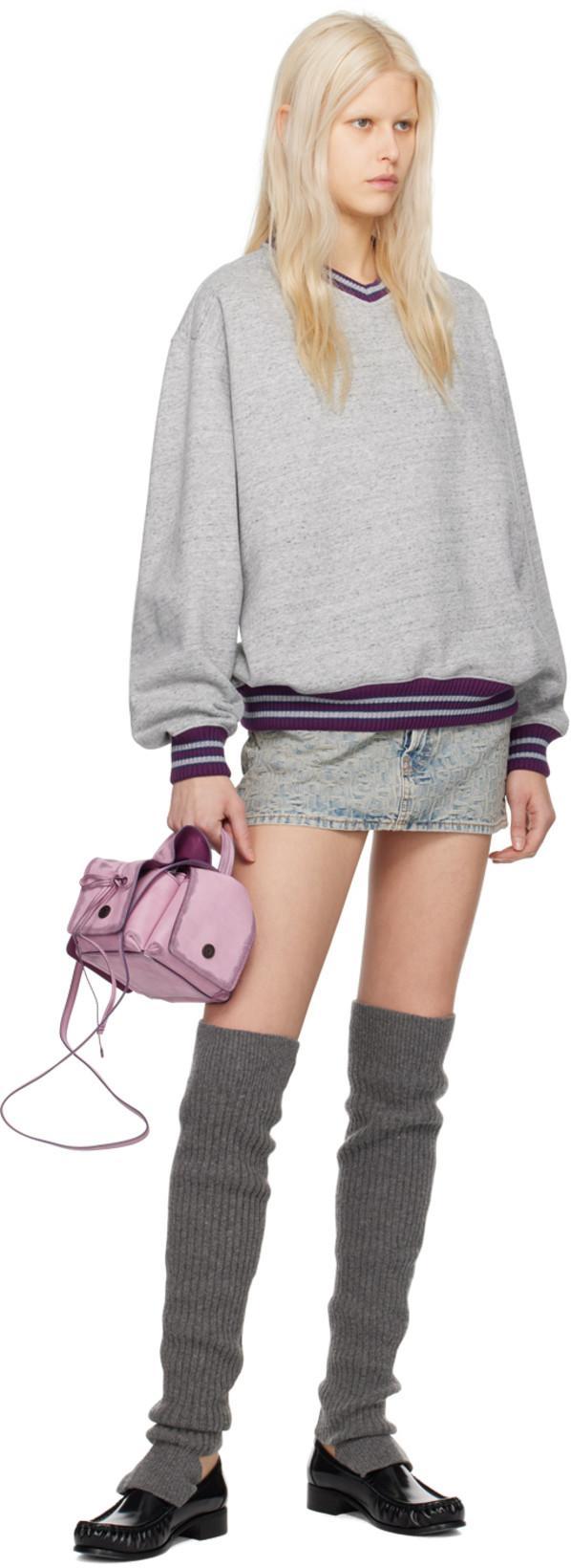 ACNE STUDIOS Blue Embossed Denim Miniskirt In Blue Beige