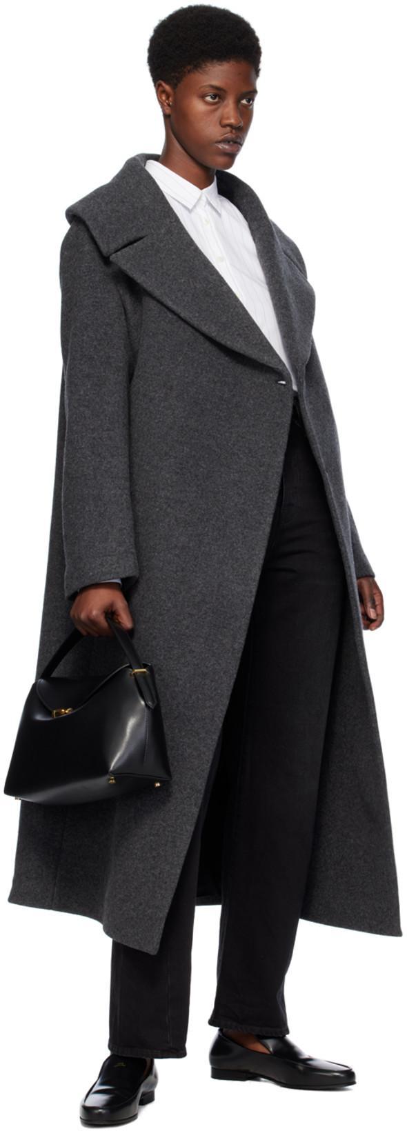 TOTÊME Felt Wrap Coat Dark Grey Melange
