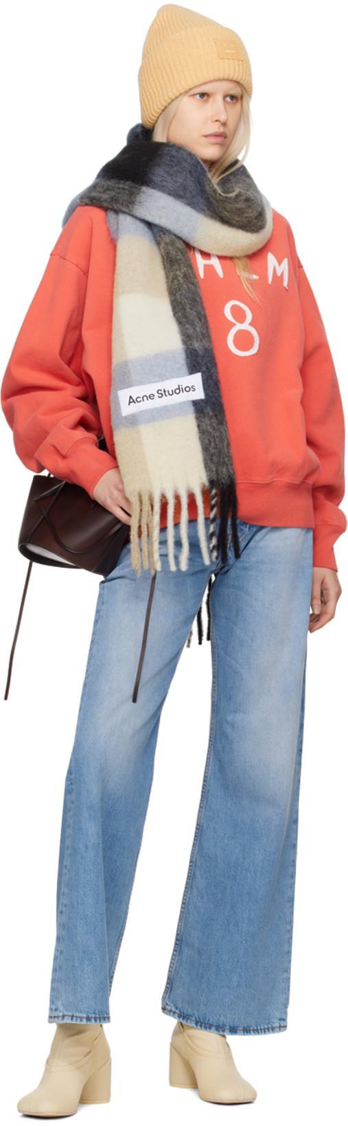 ACNE STUDIOS Women Fringed Scarf With Logo In Multi