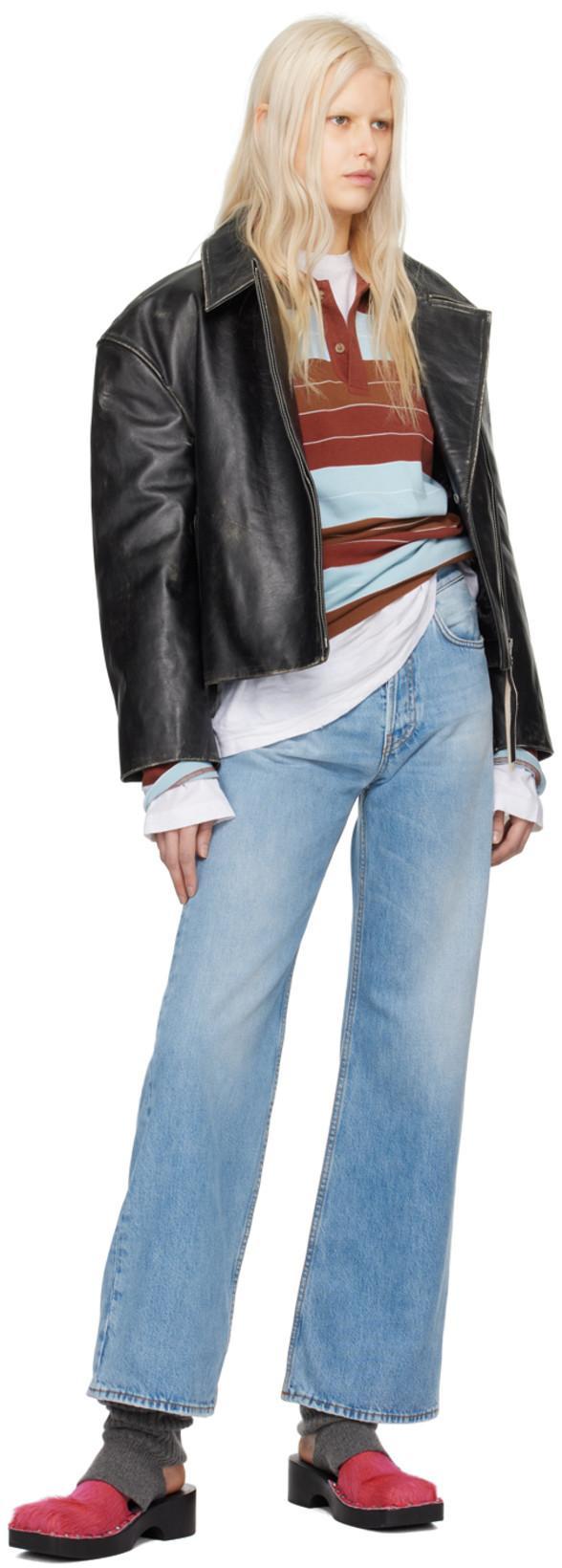 ACNE STUDIOS Women Black Biker Jacket In Vintage Looking Leather Woman