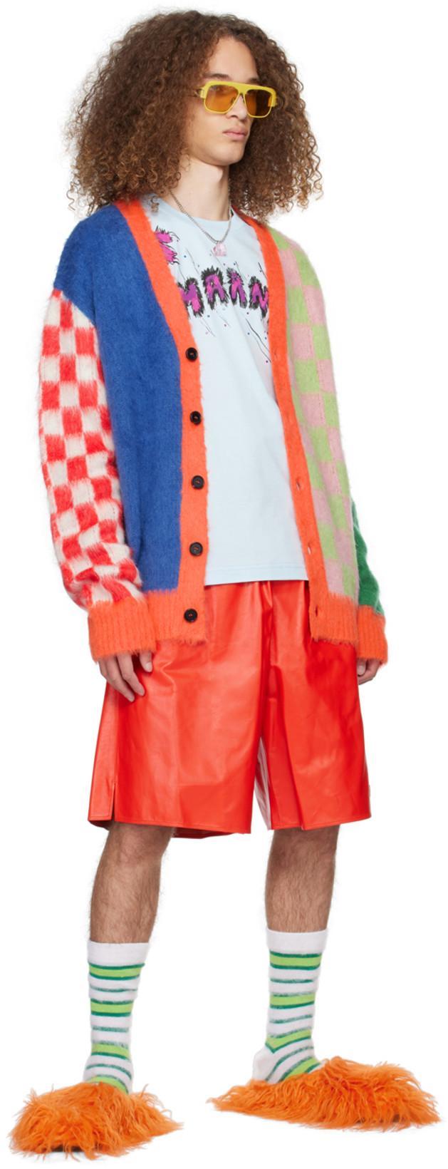 MARNI Elasticated-waist Leather Shorts In 00r65 Orangered