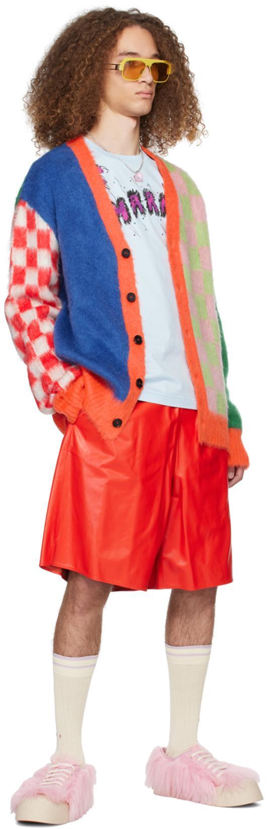 MARNI Elasticated-waist Leather Shorts In 00r65 Orangered