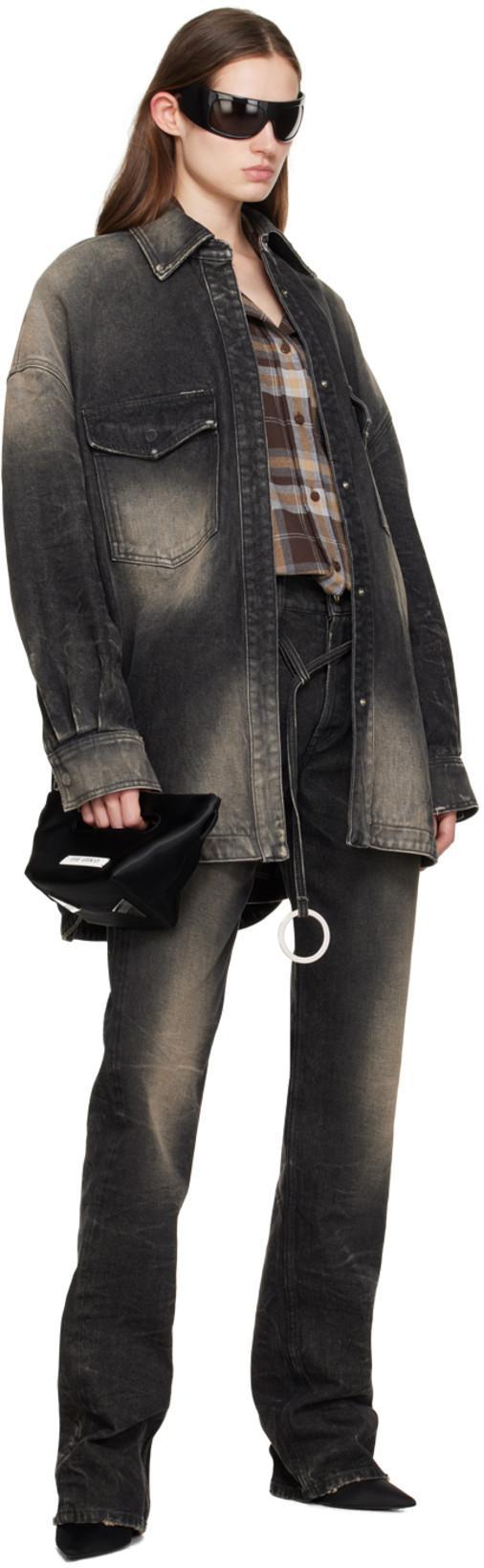 ATTICO Grey Long Jeans In 611 Dark Grey/sand