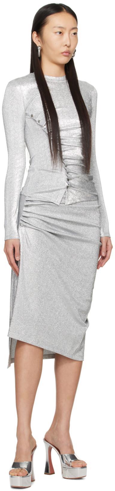 AMINA MUADDI Dalida Mirrored-leather Platform Sandals In Silver