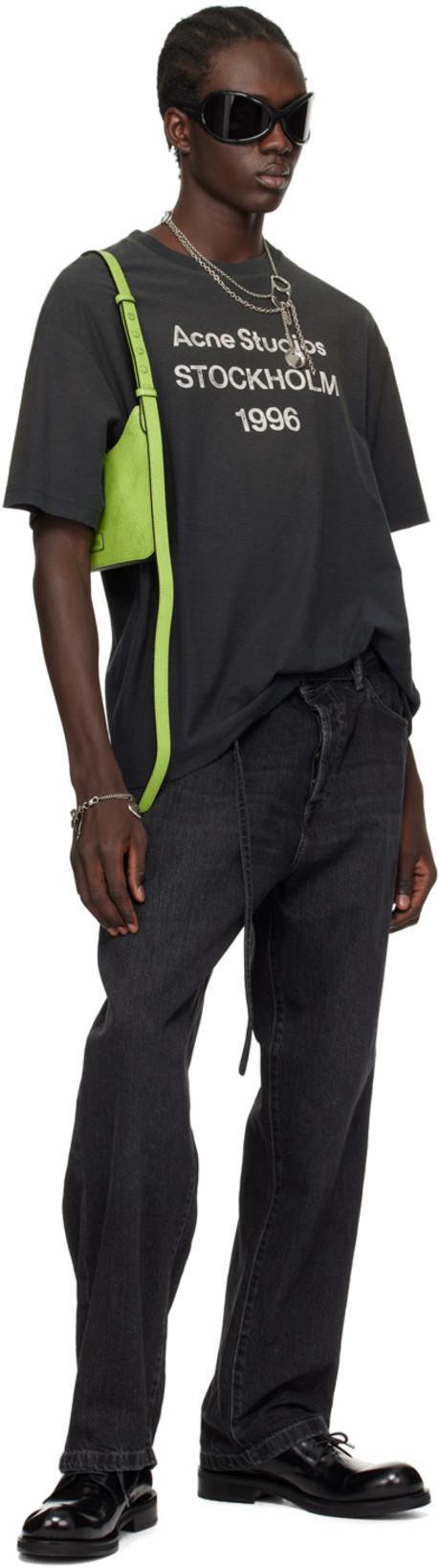 ACNE STUDIOS Men Crew Neck T-shirt With Print In Black