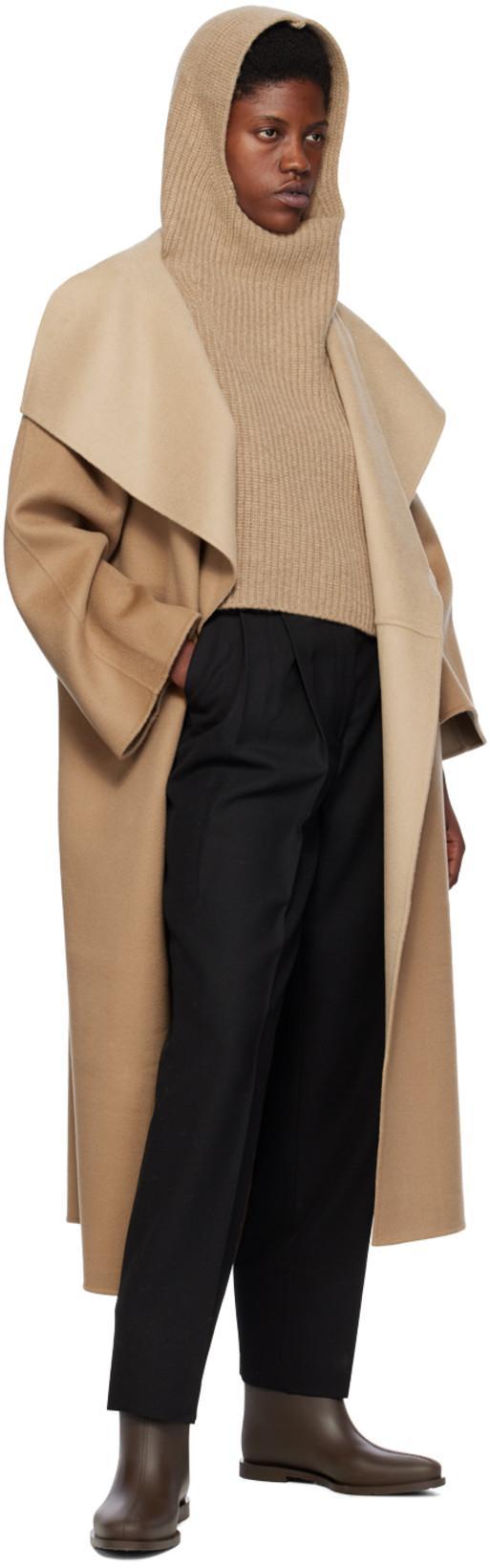 TOTÊME Oversized Two-tone Wool And Cashmere-blend Coat In Beige