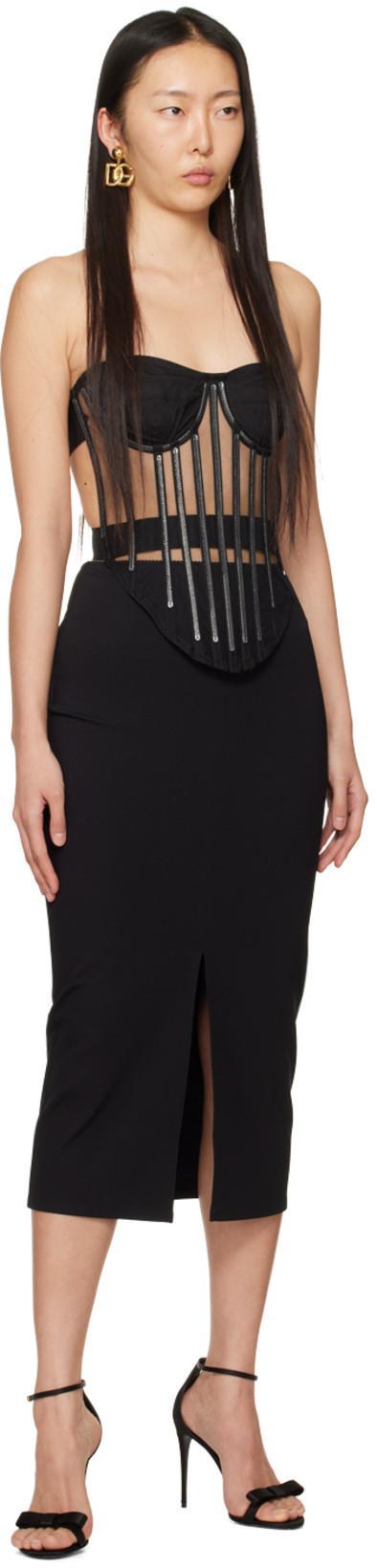 DOLCE & GABBANA Dolce&gabbana Black Wool Blend Midi Pencil Skirt