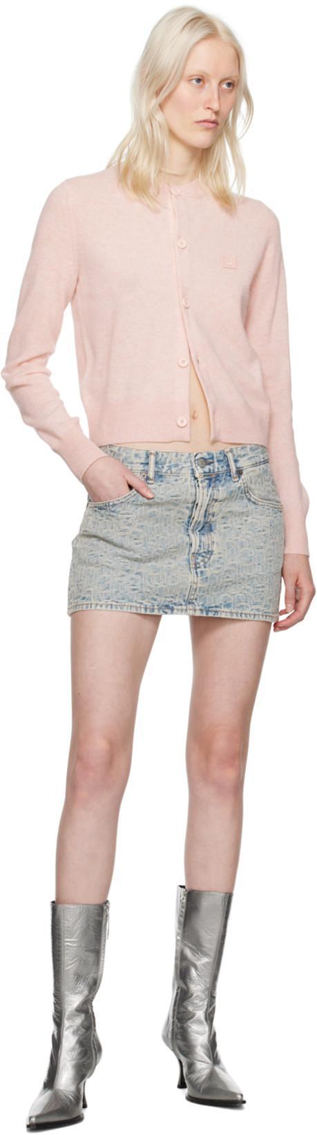 ACNE STUDIOS Blue Embossed Denim Miniskirt In Blue Beige