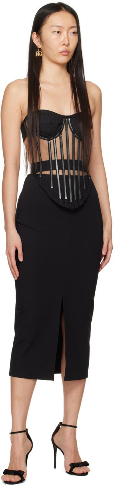 DOLCE & GABBANA Dolce&gabbana Black Wool Blend Midi Pencil Skirt