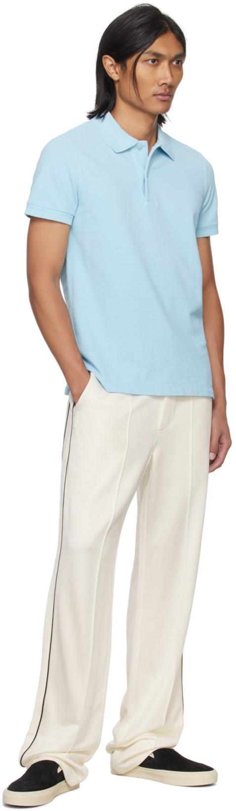 TOM FORD Cotton Pique Polo Shirt In Blue