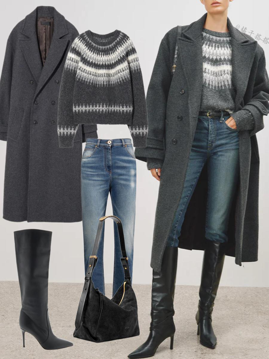 NILI LOTAN Genevive Intarsia Alpaca Sweater In Grey Fair Isle