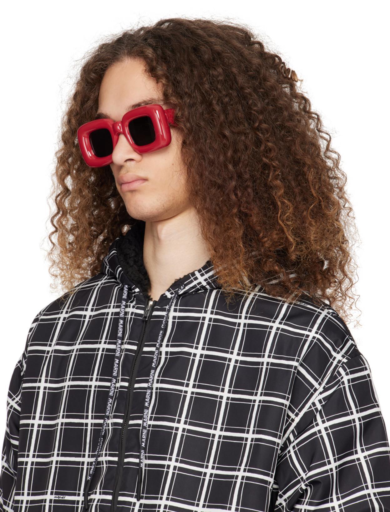 MARNI Cropped Puffer Jacket With High Collar And Grid Check Pattern In Multi